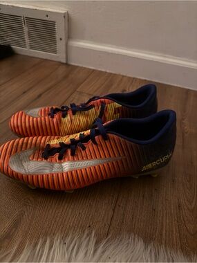 Nike Orange and Navy Mercurial Soccer Cleats